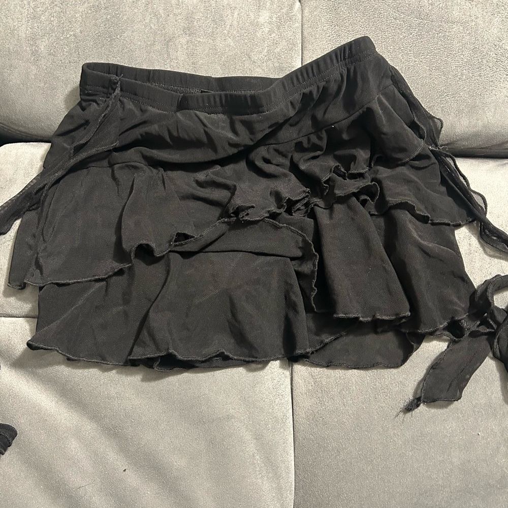 Black Layered Ruffle Skirt